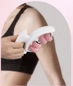 Using the lymphatic drainage massage roller on the arms for at-home massage