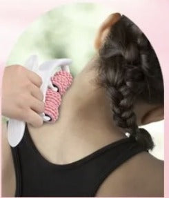 Using the lymphatic drainage massage roller on the neck for gentle lymphatic massage